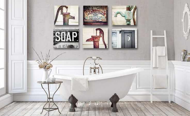 rustic bathroom wall decor for spa feel