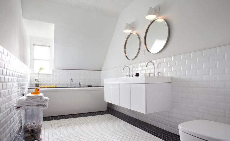 white subway tile bathroom for neat spa look